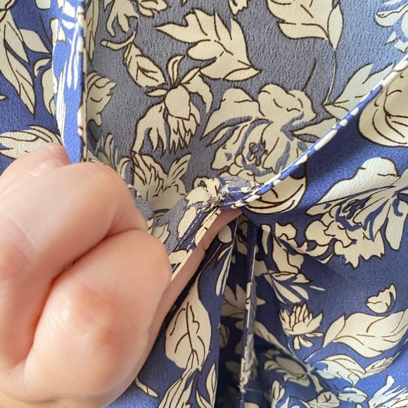 ASTR | Blue Floral Long Sleeve Ruffle Wrap Front Top - Picture 7 of 12